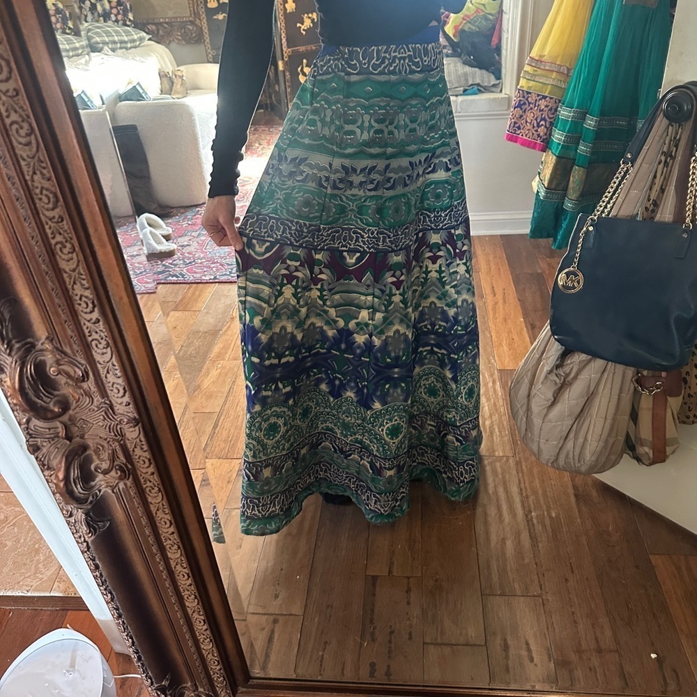 Elegant Multicolor Patterned Handmade Ethnic Maxi Skirt